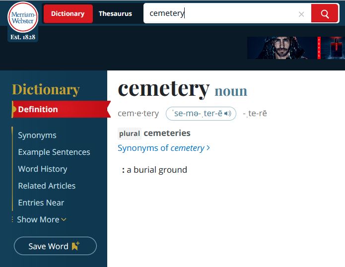 Cemetery - Meriam-Webster Dictionary