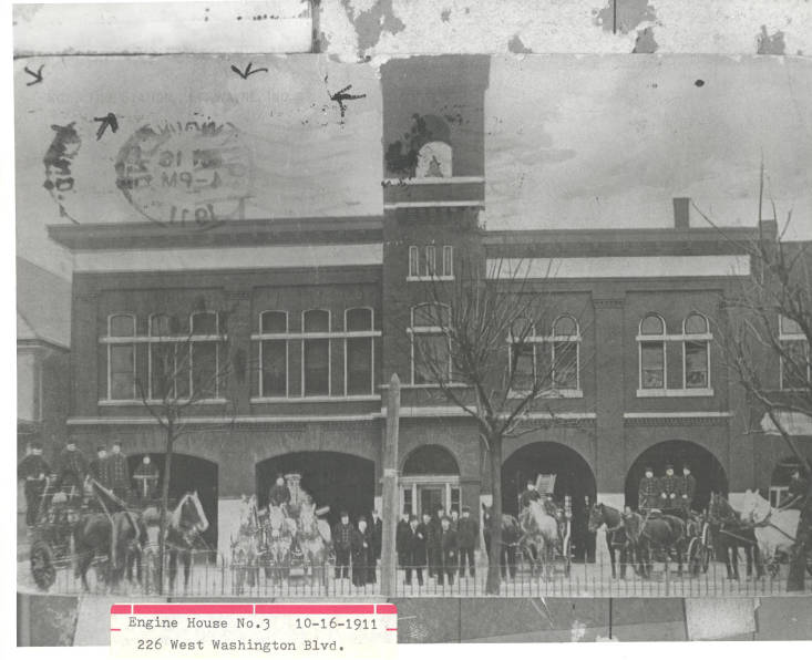 1911 postcard horses Fire Station No. 3