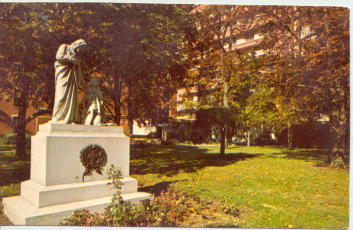 1945 postcard statue Lutheran Hospital