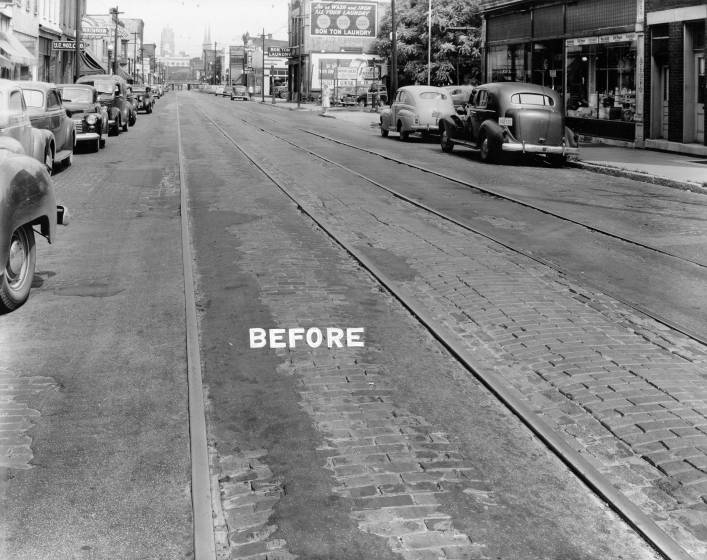 August 21, 1947 Calhoun Street trolley tracks