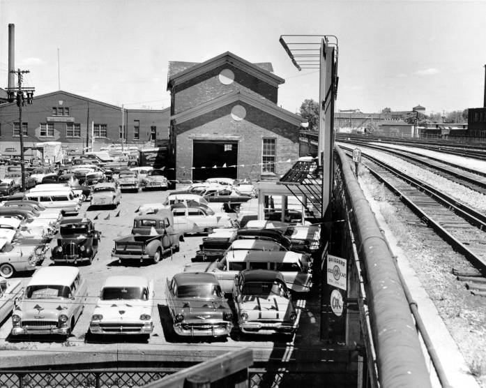 1960 Greigers Used Car Lot former Prennsylvania RR station