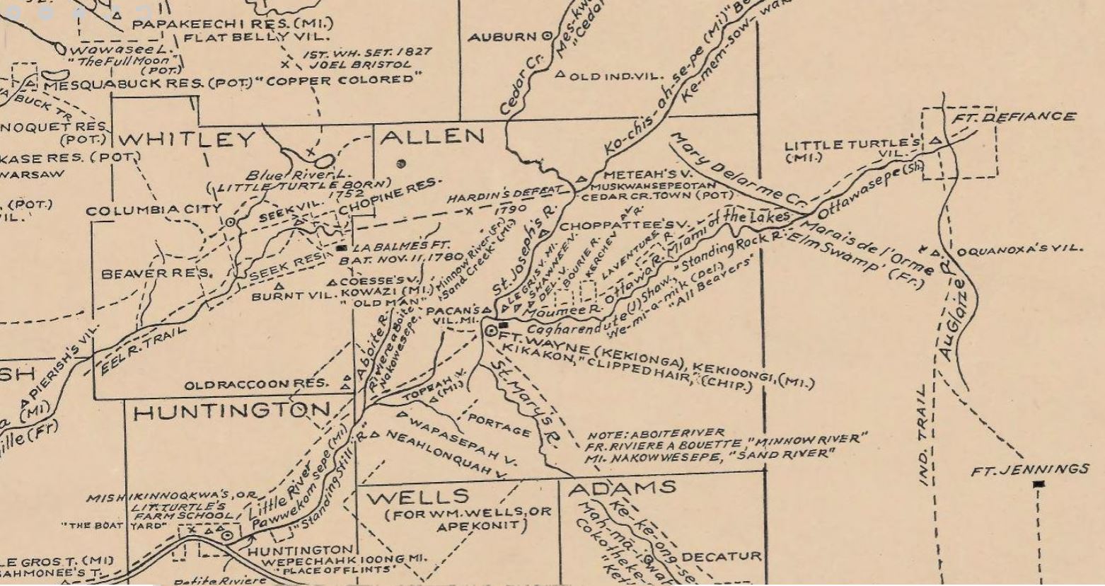 1933 Allen County Indian place names