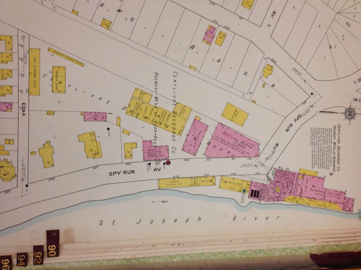 1919 Sanborn map Centlivre Brewery location