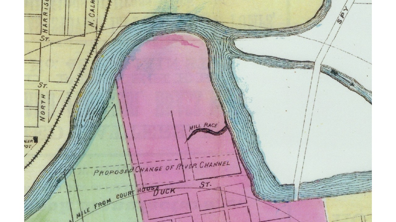 1871 map showing straghten St. Mary's River