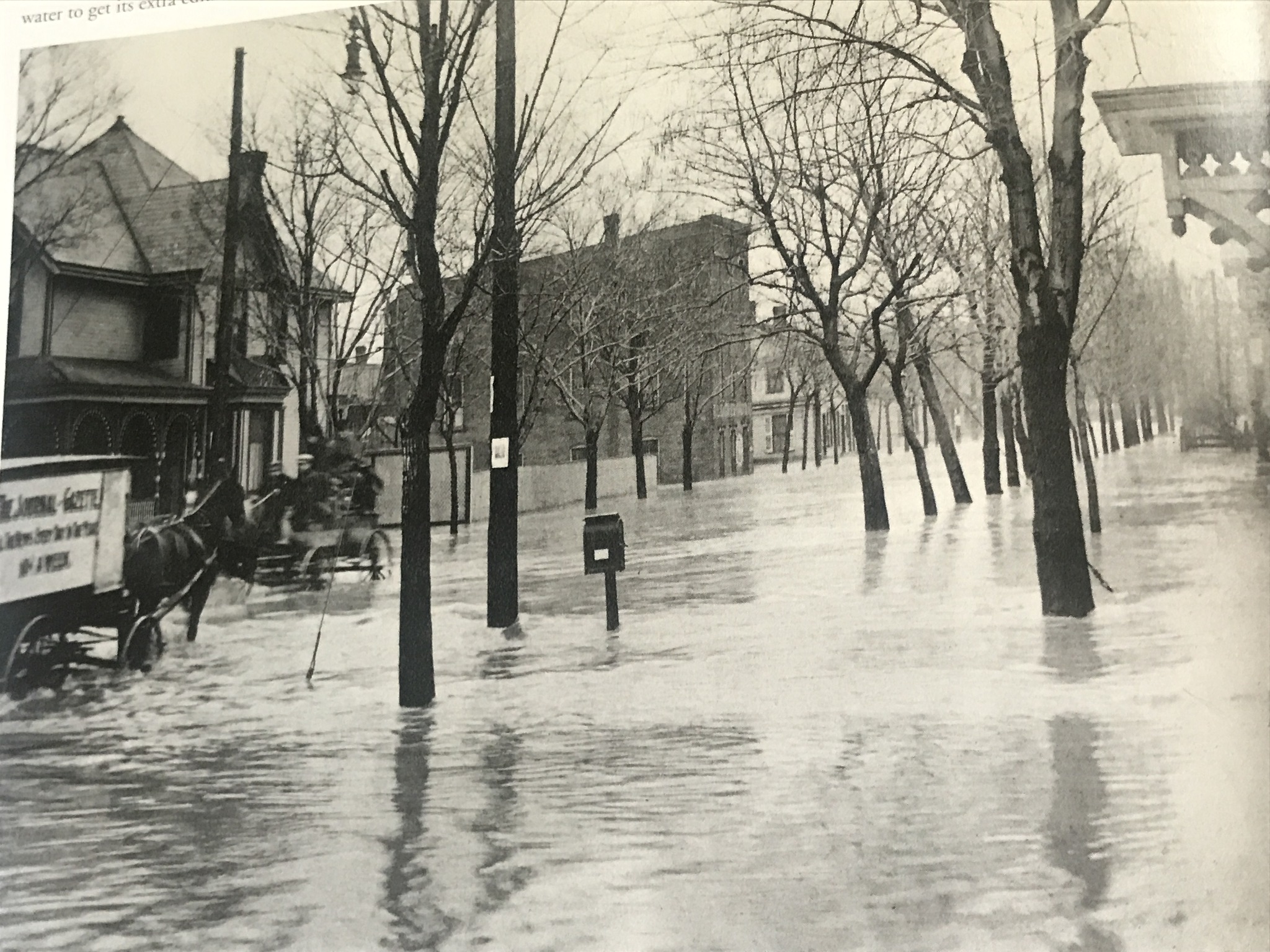 1913 flood water Journal Gazette newspaper horse drawn delivery wagon