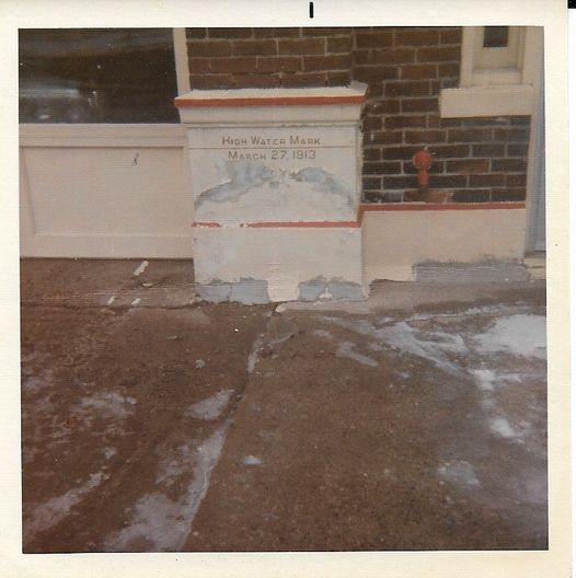 1970s March 27, 1913 flood line at Fire Station No. 7 
