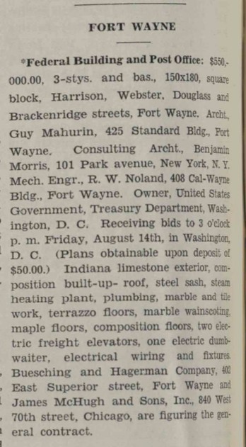 1931, July 18 Fort Wayne Federal Building