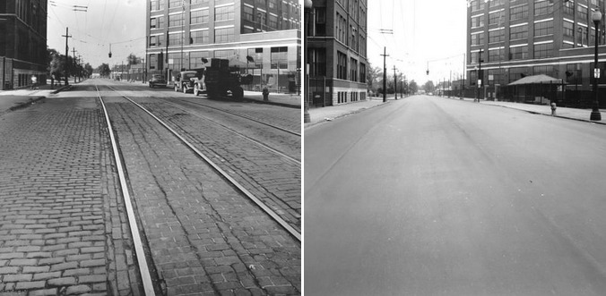 1947 Broadway Avenue bricks before and after paving