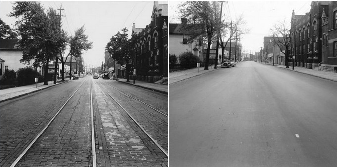 1947 Broadway Avenue bricks before and after paving