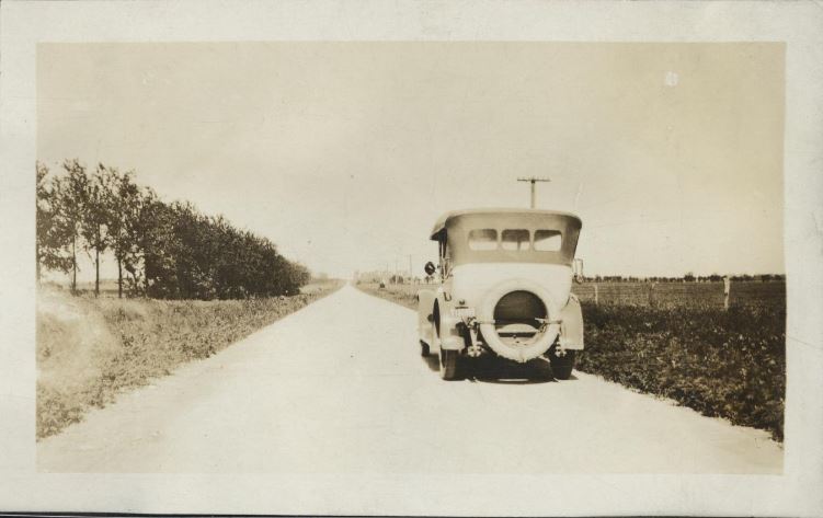 1918 Packard on Macadam road in Allen County, west of Fort Wayne, Indiana